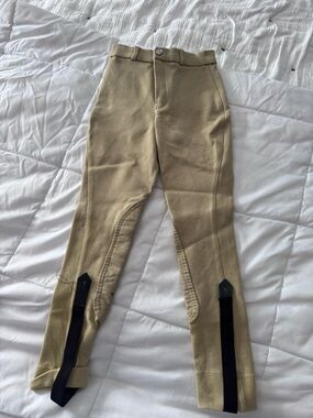 Beige Equestrian Breeches with Stirrup Straps